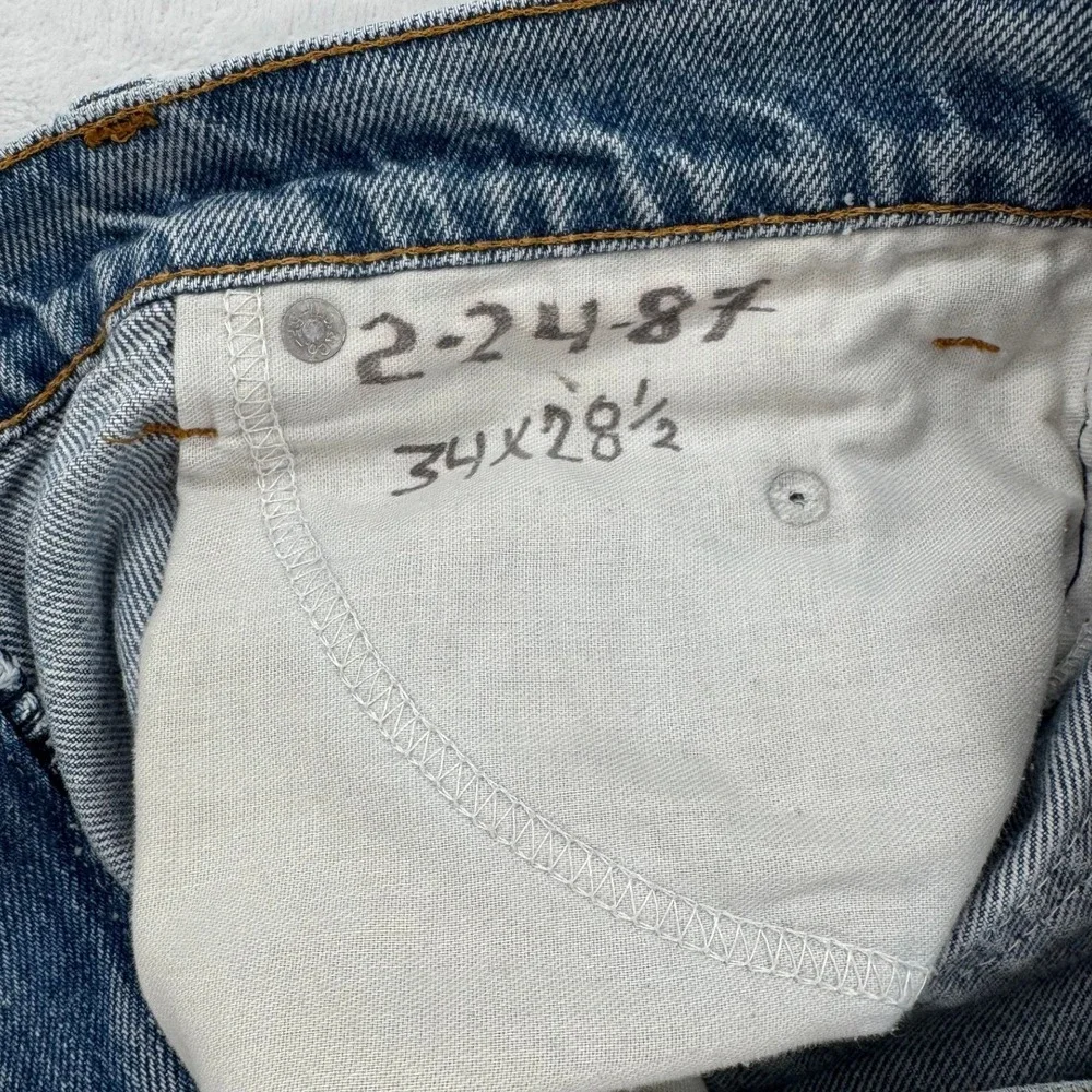 Levi's 918 Jeans Mens 34x28.5 Blue Husky Vintage 80s Orange Tab Straight Leg